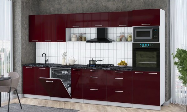 Кухонный гарнитур Интерлиния Мила Gloss 3.5-ПМ1-2