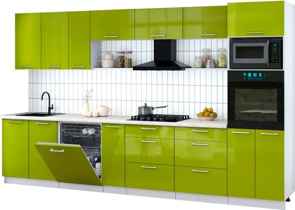 Кухонный гарнитур Интерлиния Мила Gloss 3.5-ПМ1-2 - фото