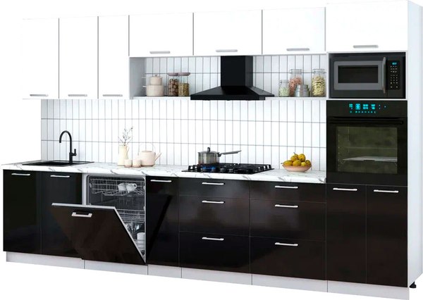 Кухонный гарнитур Интерлиния Мила Gloss 3.5-ПМ1-2 - фото