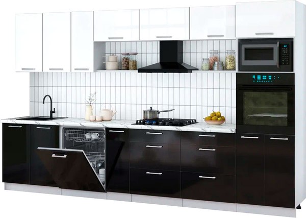 Кухонный гарнитур Интерлиния Мила Gloss 3.5-ПМ1-2 - фото