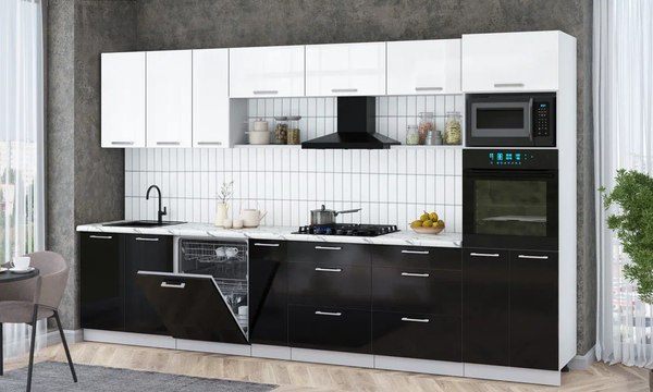 Кухонный гарнитур Интерлиния Мила Gloss 3.5-ПМ1-2