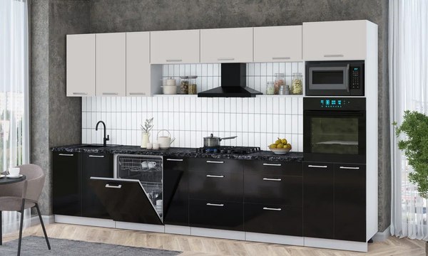 Кухонный гарнитур Интерлиния Мила Gloss 3.5-ПМ1-2