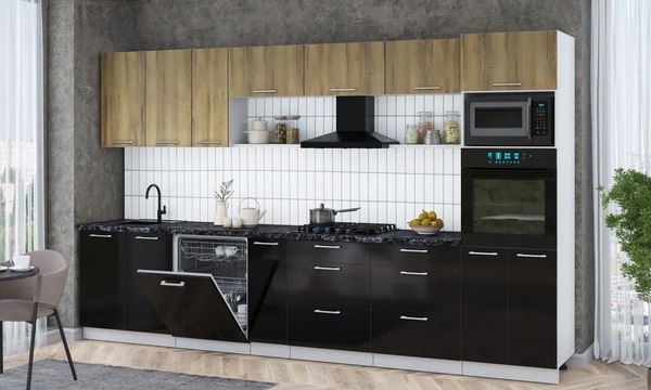 Кухонный гарнитур Интерлиния Мила Gloss 3.5-ПМ1-2