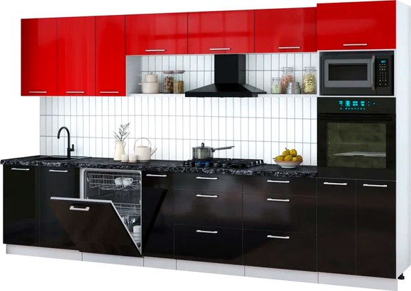 Кухонный гарнитур Интерлиния Мила Gloss 3.5-ПМ1-2 - фото