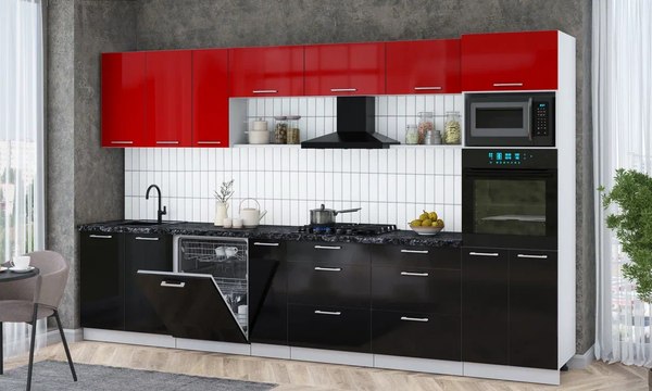 Кухонный гарнитур Интерлиния Мила Gloss 3.5-ПМ1-2