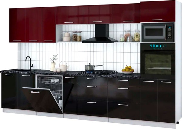 Кухонный гарнитур Интерлиния Мила Gloss 3.5-ПМ1-2 - фото