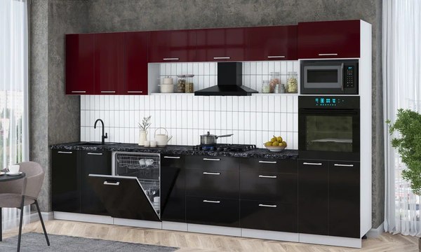 Кухонный гарнитур Интерлиния Мила Gloss 3.5-ПМ1-2