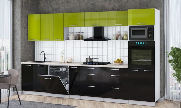 Кухонный гарнитур Интерлиния Мила Gloss 3.5-ПМ1-2