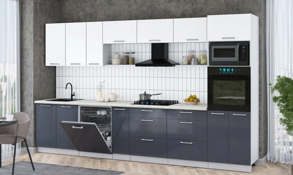 Кухонный гарнитур Интерлиния Мила Gloss 3.5-ПМ1-2