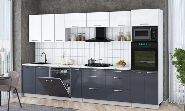 Кухонный гарнитур Интерлиния Мила Gloss 3.5-ПМ1-2