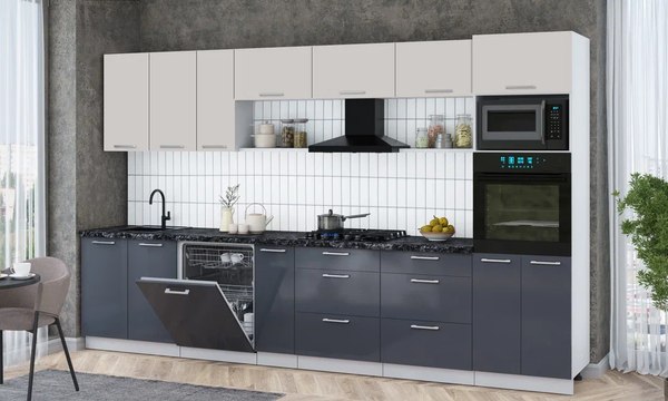 Кухонный гарнитур Интерлиния Мила Gloss 3.5-ПМ1-2