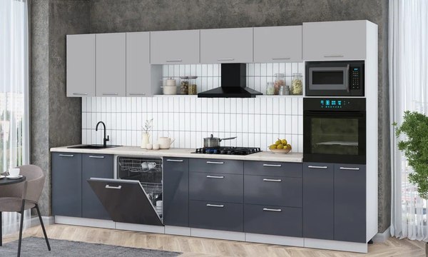 Кухонный гарнитур Интерлиния Мила Gloss 3.5-ПМ1-2