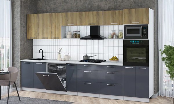 Кухонный гарнитур Интерлиния Мила Gloss 3.5-ПМ1-2