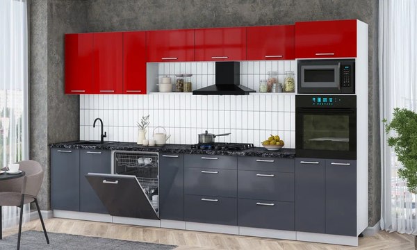 Кухонный гарнитур Интерлиния Мила Gloss 3.5-ПМ1-2