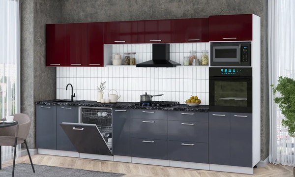 Кухонный гарнитур Интерлиния Мила Gloss 3.5-ПМ1-2