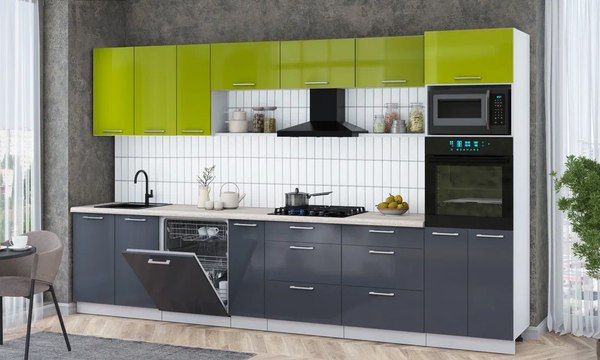 Кухонный гарнитур Интерлиния Мила Gloss 3.5-ПМ1-2