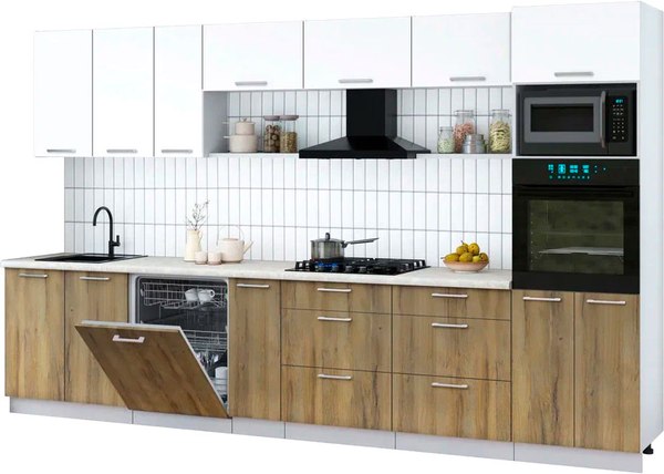 Кухонный гарнитур Интерлиния Мила Gloss 3.5-ПМ1-2 - фото