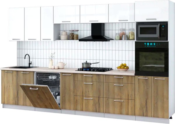 Кухонный гарнитур Интерлиния Мила Gloss 3.5-ПМ1-2 - фото