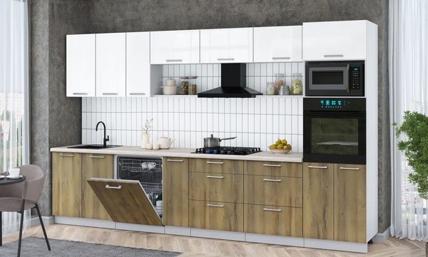 Кухонный гарнитур Интерлиния Мила Gloss 3.5-ПМ1-2