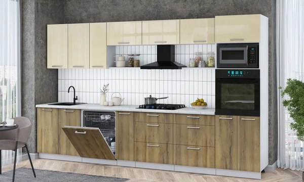 Кухонный гарнитур Интерлиния Мила Gloss 3.5-ПМ1-2