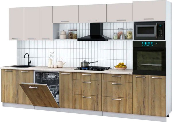 Кухонный гарнитур Интерлиния Мила Gloss 3.5-ПМ1-2 - фото