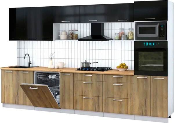 Кухонный гарнитур Интерлиния Мила Gloss 3.5-ПМ1-2 - фото