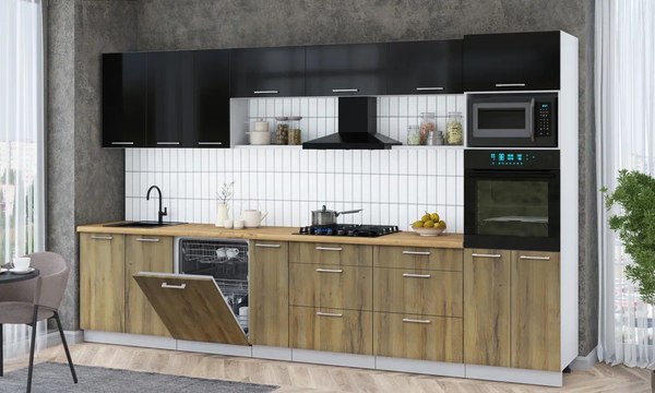 Кухонный гарнитур Интерлиния Мила Gloss 3.5-ПМ1-2