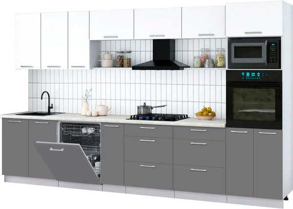 Кухонный гарнитур Интерлиния Мила Gloss 3.5-ПМ1-2 - фото