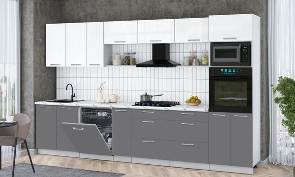 Кухонный гарнитур Интерлиния Мила Gloss 3.5-ПМ1-2