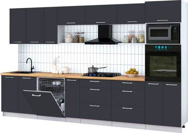 Кухонный гарнитур Интерлиния Мила Gloss 3.5-ПМ1-2 - фото