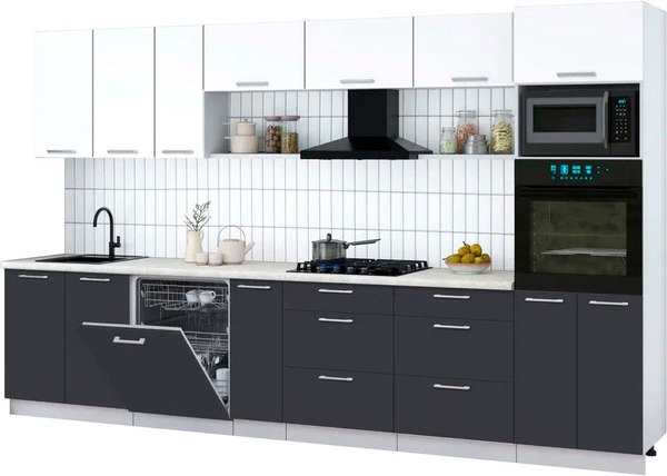 Кухонный гарнитур Интерлиния Мила Gloss 3.5-ПМ1-2 - фото