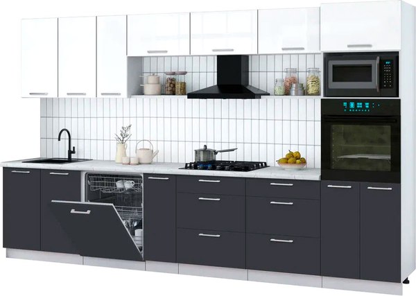 Кухонный гарнитур Интерлиния Мила Gloss 3.5-ПМ1-2 - фото