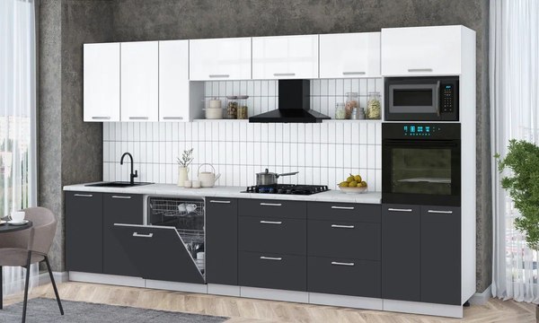 Кухонный гарнитур Интерлиния Мила Gloss 3.5-ПМ1-2