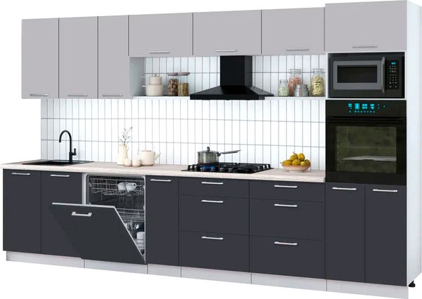 Кухонный гарнитур Интерлиния Мила Gloss 3.5-ПМ1-2 - фото