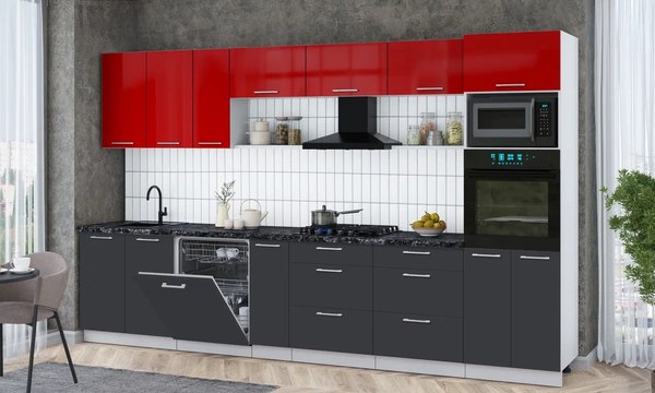 Кухонный гарнитур Интерлиния Мила Gloss 3.5-ПМ1-2