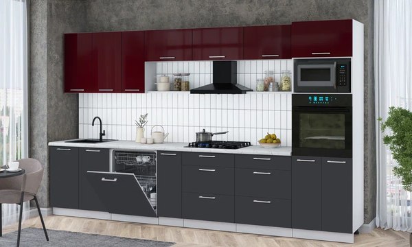 Кухонный гарнитур Интерлиния Мила Gloss 3.5-ПМ1-2