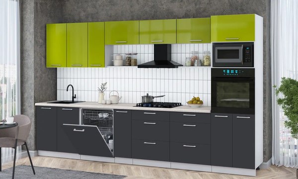 Кухонный гарнитур Интерлиния Мила Gloss 3.5-ПМ1-2