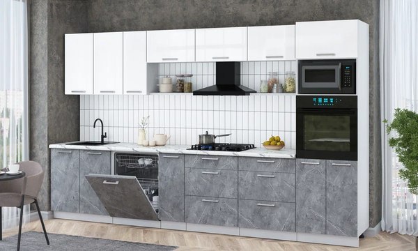 Кухонный гарнитур Интерлиния Мила Gloss 3.5-ПМ1-2