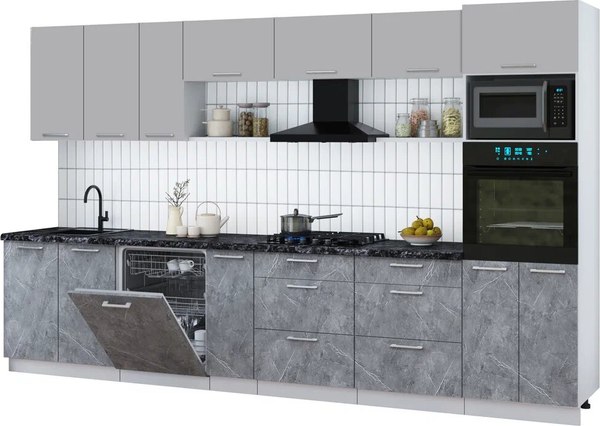 Кухонный гарнитур Интерлиния Мила Gloss 3.5-ПМ1-2 - фото