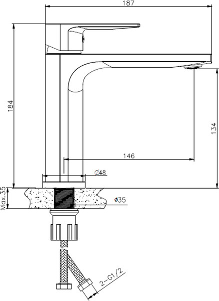 Умывальник со смесителем Lauter 21441B + Reef 21CK678C