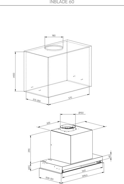 Вытяжка скрытая Kuppersberg Inblade 60 B