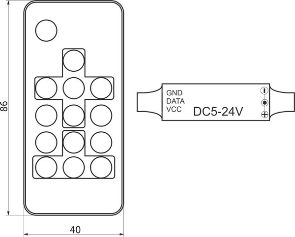 Контроллер для светодиодной ленты AKS RGB SPI с пультом
