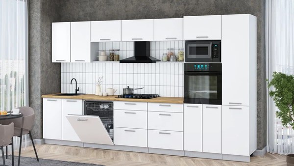 Кухонный гарнитур Интерлиния Мила Gloss 3.6-ПМ1