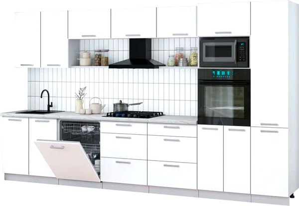 Кухонный гарнитур Интерлиния Мила Gloss 3.6-ПМ1 - фото