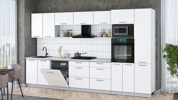 Кухонный гарнитур Интерлиния Мила Gloss 3.6-ПМ1