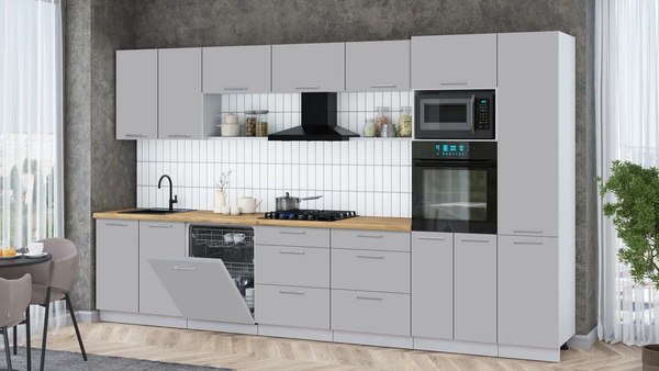 Кухонный гарнитур Интерлиния Мила Gloss 3.6-ПМ1