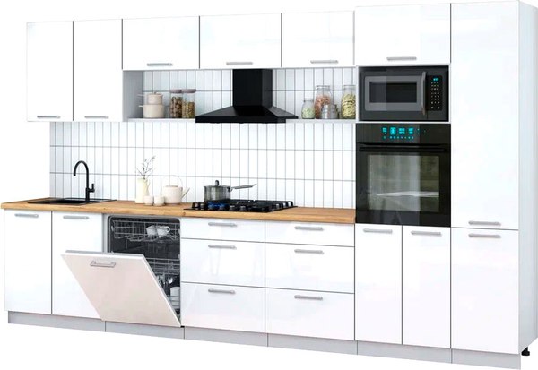 Кухонный гарнитур Интерлиния Мила Gloss 3.6-ПМ1 - фото