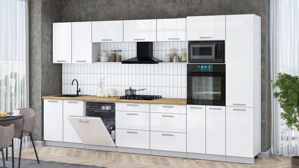 Кухонный гарнитур Интерлиния Мила Gloss 3.6-ПМ1