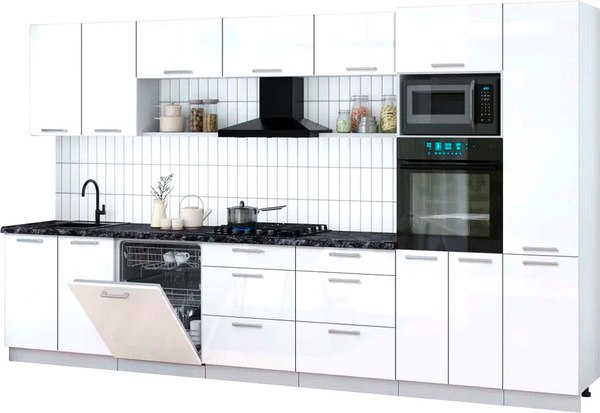 Кухонный гарнитур Интерлиния Мила Gloss 3.6-ПМ1 - фото