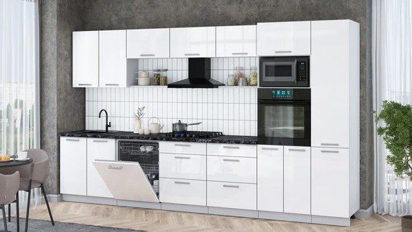 Кухонный гарнитур Интерлиния Мила Gloss 3.6-ПМ1